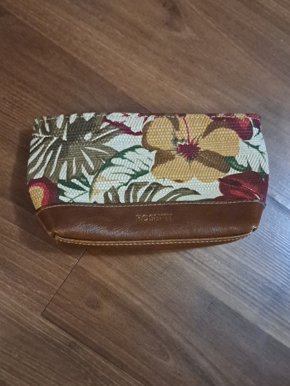 Rosetti Floral Canvas Wristlet in Cream, Yellow, Red and Green